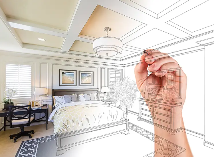 Hand drawing out master bedroom plan