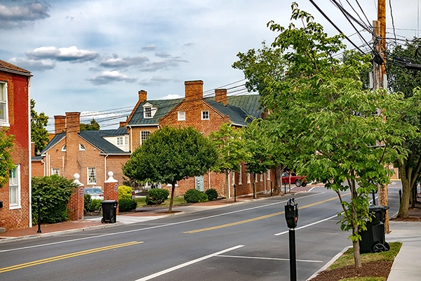 Brick homes on a street in Virginia