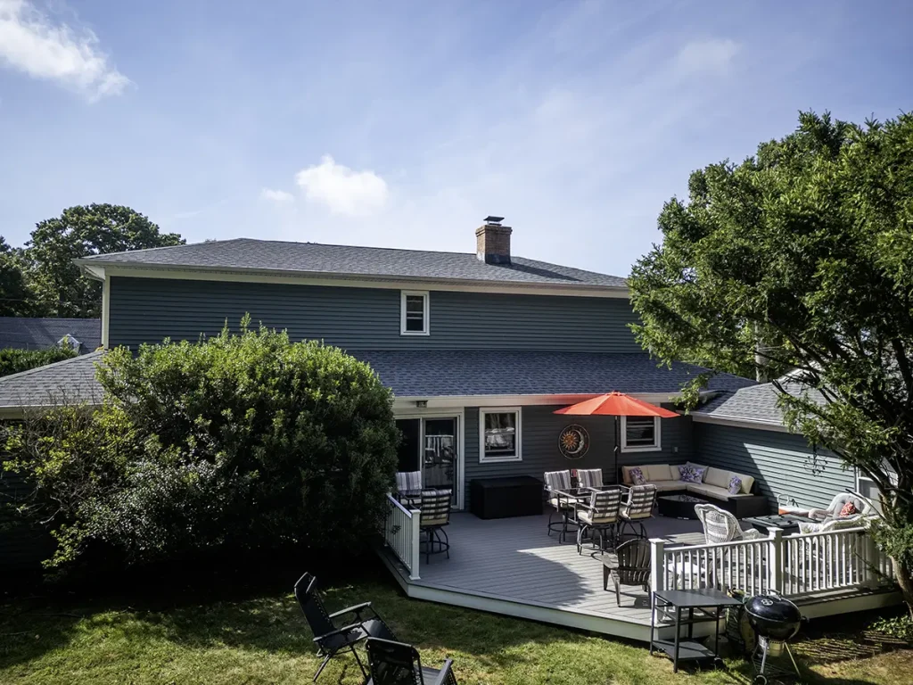 Suburban house deck patio in summer